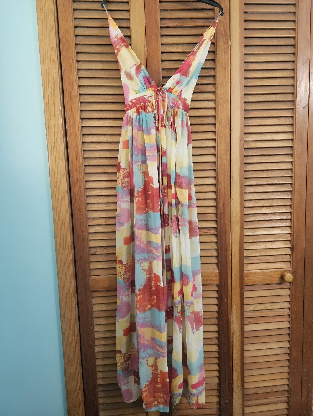 Miss Avenue Colorful Watercolor Abstract Print Maxi Dress Size Small